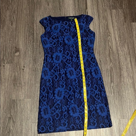 Lauren Ralph Lauren Blue Sheath Midi Dress Bateau Neckline - Picture 5 of 9